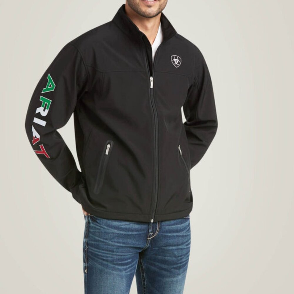 NWT Ariat M's New Team Softshell Brand Jacket- Mex Black